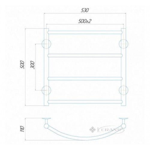 Електрична рушникосушарка Deffi Класік П5 500x500 Е ліве підключення