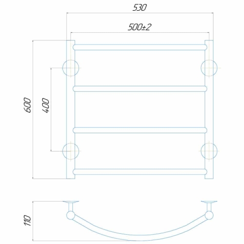 Електрична рушникосушарка Deffi Класік П6 500x600 Е ліве підключення