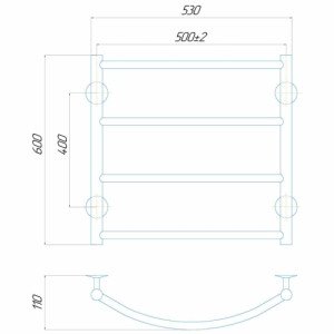 Электрический полотенцесушитель Deffi Классик П6 500x600 Е правое подключение