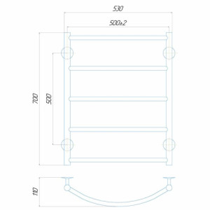 Електрична рушникосушарка Deffi Класік П7 500x700 Е праве підключення