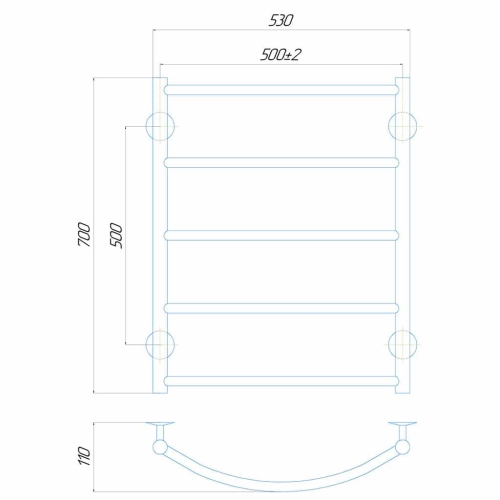 Електрична рушникосушарка Deffi Класік П7 500x700 Е ліве підключення