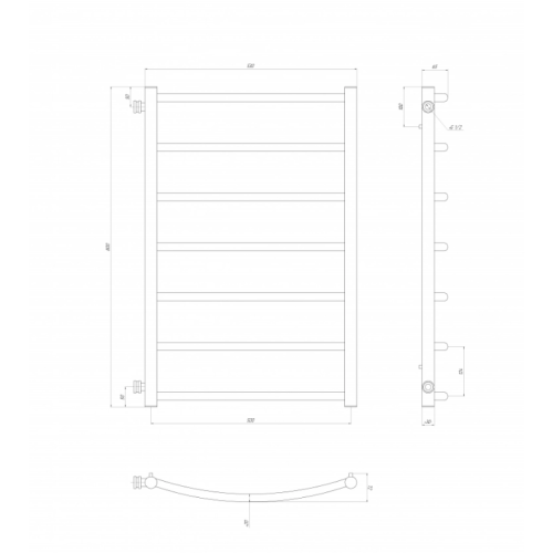 Водяна рушникосушарка Deffi Класік П7 500x800 В бічне підключення