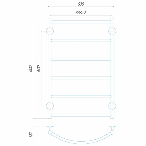 Електрична рушникосушарка Deffi Класік П7 500x800 Е праве підключення