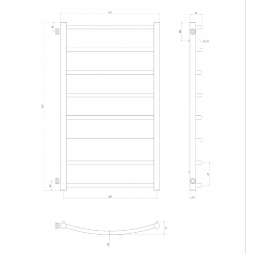 Водяна рушникосушарка Deffi Класік П8 500x900 В бічне підключення