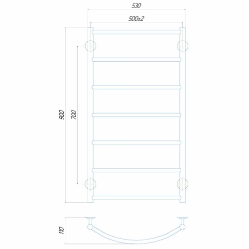 Електрична рушникосушарка Deffi Класік П8500x900 Е праве підключення