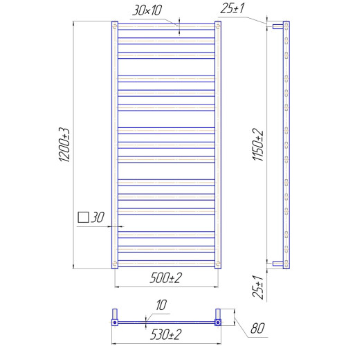 Водяна рушникосушарка Mario Чикаго 1200х530/500