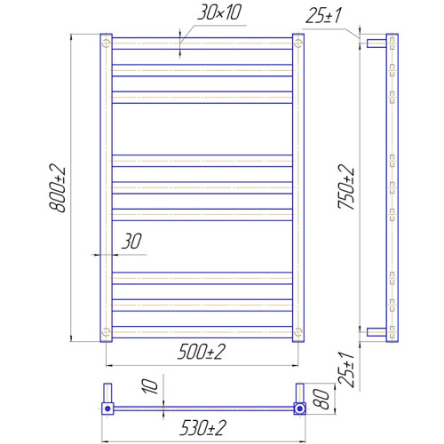 Водяна рушникосушарка Mario Чикаго 800х530/500