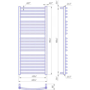Водяной полотенцесушитель Mario Дизайн Радиаторы Феникс 1150х482/450 Водяной полотенцесушитель Mario Дизайн Радиаторы Феникс 1150х482/450
