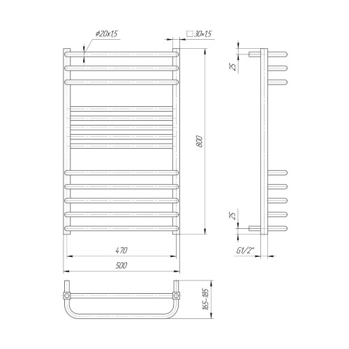 Водяна рушникосушарка Mario Гера-Люкс 800х500/470