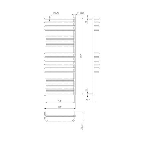 Водяной полотенцесушитель Mario Гера-Люкс 1250х500/470 Водяной полотенцесушитель Mario Гера-Люкс 1250х500/470