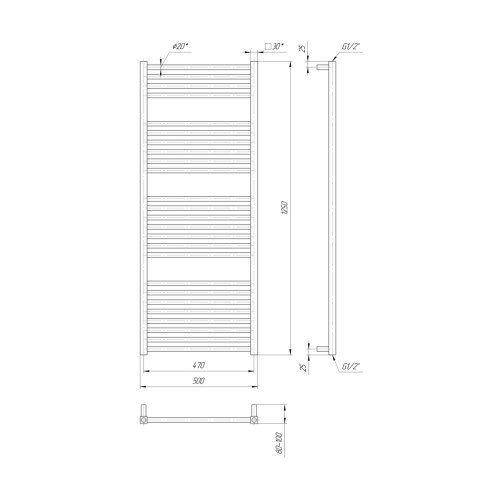 Водяна рушникосушарка Mario Дизайн Радіатори Гера 1250х500/470