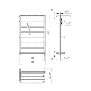 Водяной полотенцесушитель Mario Дизайн Радиаторы Люксор 800х530/500 Водяной полотенцесушитель Mario Дизайн Радиаторы Люксор 800х530/500