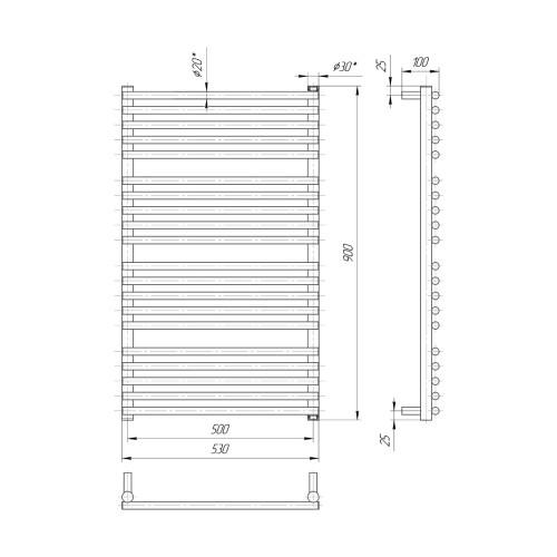 Водяна рушникосушарка Mario Дизайн Радіатори Преміум Турин 900х530/500