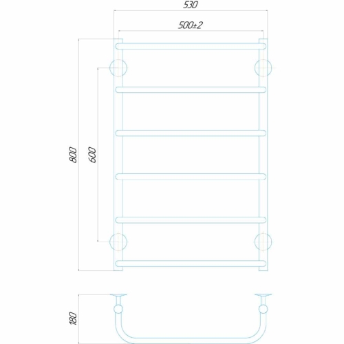 Водяна рушникосушарка Deffi Стандарт П6 500x800 В бічне підключення