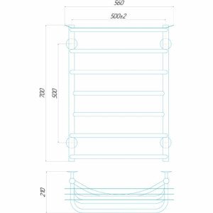 Електрична рушникосушарка Deffi Юність П7 500x700 Е ліве підключення
