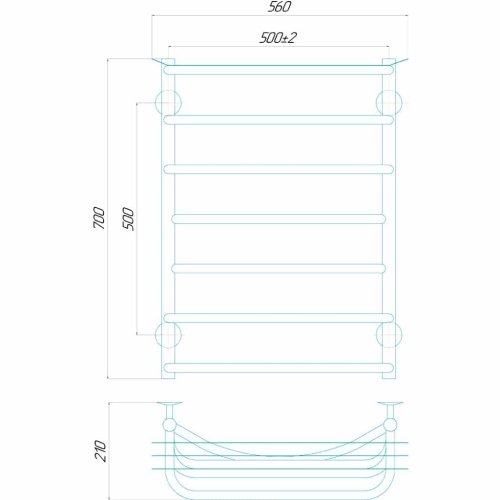 Водяна рушникосушарка Deffi Юність П7 500x700 В нижнє підключення