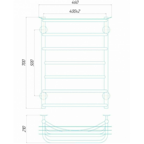Водяной полотенцесушитель Deffi Юность П7 400x800 В боковое подключение