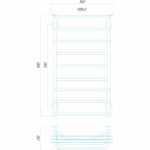 Електрична рушникосушарка Deffi Юність П9 500x900 Е ліве підключення