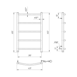 Електрична сушка для рушників Mario Лайт Класік НР-I 650х430/75 TR К