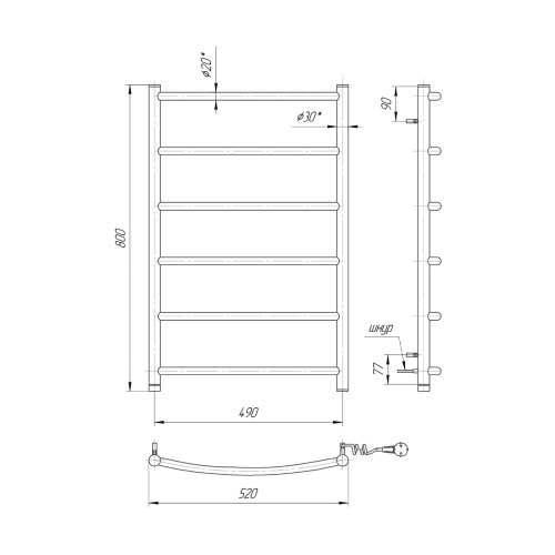 Электрический полотенцесушитель Mario Лайт Классик НР-І 800х530/85 TR К