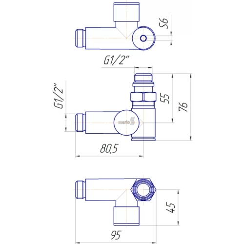 Кран кутовий Mario під ТЕН G1/2" комплект 2шт