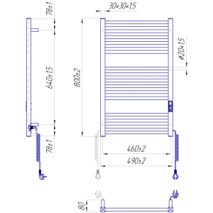 Електрична сушка для рушників Mario Преміум Гера-I 800х500/80 TR K