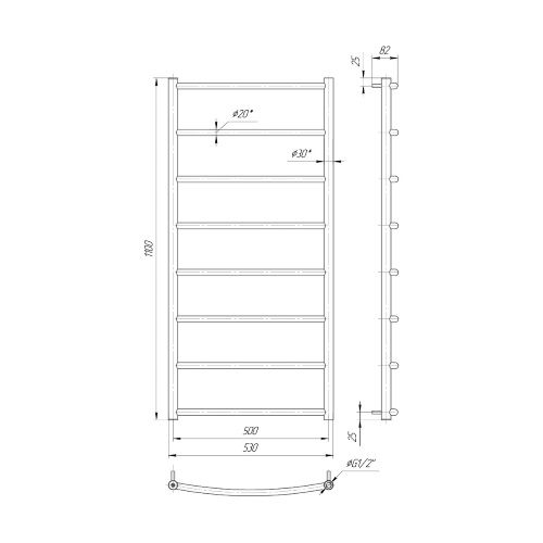 Водяна сушка для рушників Mario Класика Класік HP 1100х530/500