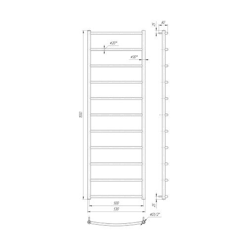 Водяна сушка для рушників Mario Класік HP 1550х530/500