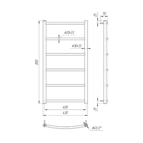 Водяной полотенцесушитель Mario Классика Классик HP 800х430/400 Водяной полотенцесушитель Mario Классика Классик HP 800х430/400