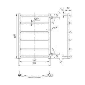 Водяна сушка для рушників Mario Класика Класік Б/П 1" 600х450/500 	