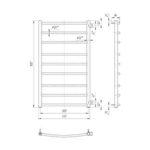 Водяна сушка для рушників Mario Класика Класік Б/П 1" 900х550/800 Водяна сушка для рушників Mario Класика Класік Б/П 1" 900х550/800