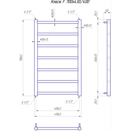Водяна сушка для рушників Mario Класика Класік F 700х430/400