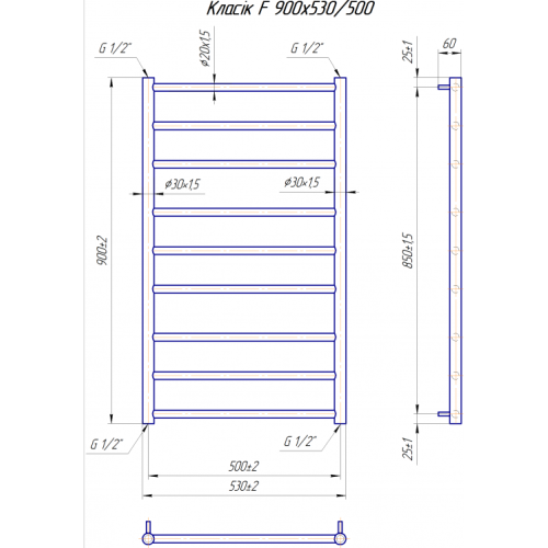 Водяна сушка для рушників Mario Класика Класік F 900х530/500