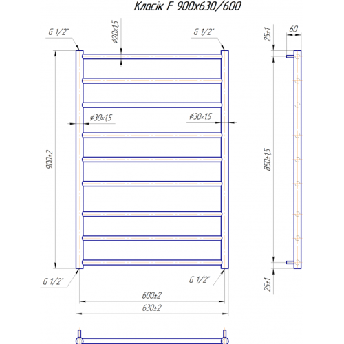 Водяна сушка для рушників Mario Класика Класік F 900х630/600