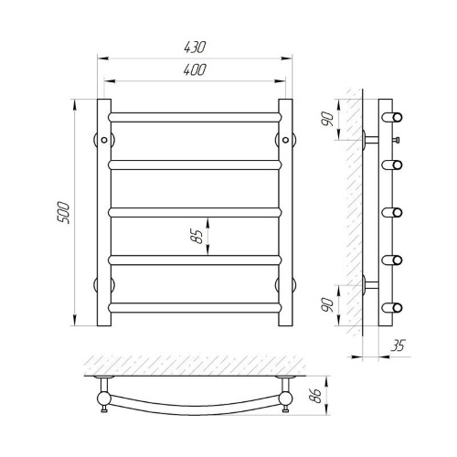 Водяна сушка для рушників Mario Класика Класік 500х430/400