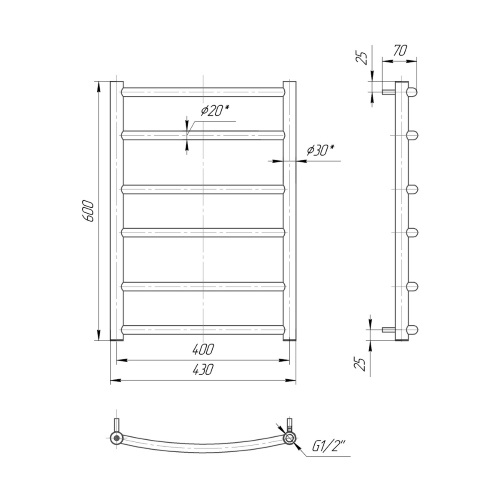 Водяна сушка для рушників Mario Класика Класік 600х430/400