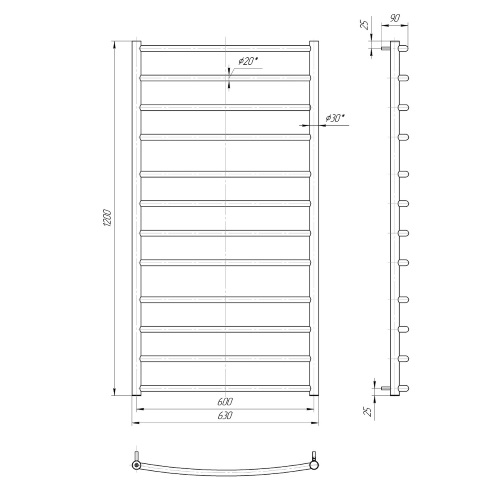 Водяна сушка для рушників Mario Класика Класік 1200х630/600