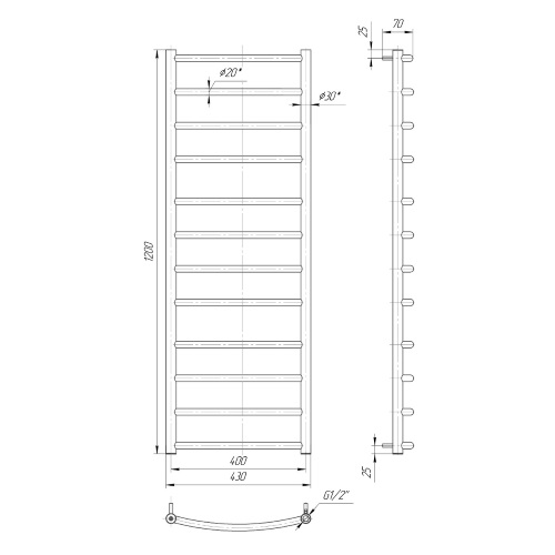 Водяна сушка для рушників Mario Класика Класік 1200х430/400
