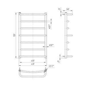 Водяна сушка для рушників Mario Практик Люкс 700х430/400