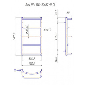Електрична сушка для рушників Mario Лайт Люкс НР-I 650х430/150 TR К