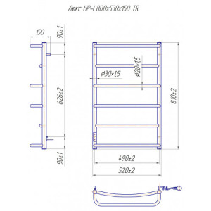 Електрична сушка для рушників Mario Лайт Люкс НР-I 800х530/150 TR К