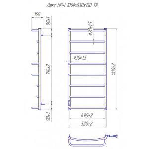 Електрична сушка для рушників Mario Лайт Люкс НР-I 1090х530/150 TR К