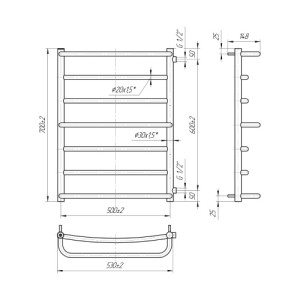 Водяна сушка для рушників Mario Практик Люкс Б/П 1/2" 700х550/600 	