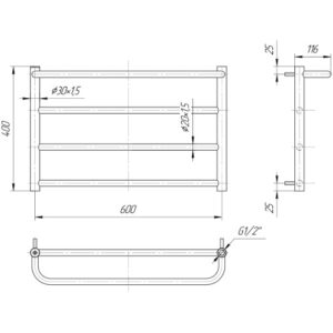 Водяна сушка для рушників Mario Практик Люкс Сіті 400х630/600