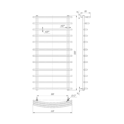 Водяна сушка для рушників Mario Практик Маріо 1200х630/500