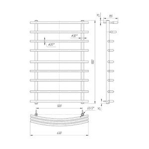 Водяной полотенцесушитель Mario Практик Марио 900х630/500