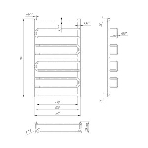 Водяна сушка для рушників Mario Практик Ніца 900х530/500