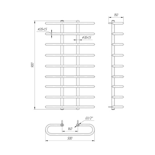Водяна сушка для рушників Mario Практик Сахара 900х500/160