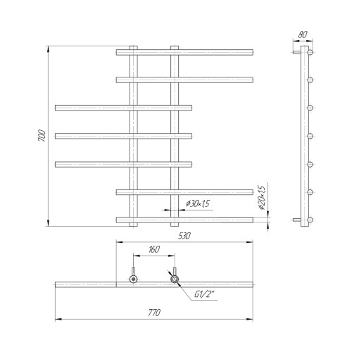 Водяна сушка для рушників Mario Класика Симфонія 700х770/160