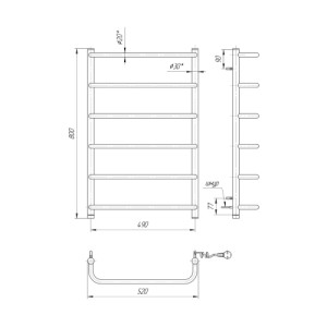 Електрична сушка для рушників Mario Лайт Стандарт НР-I 800х530/150 TR К